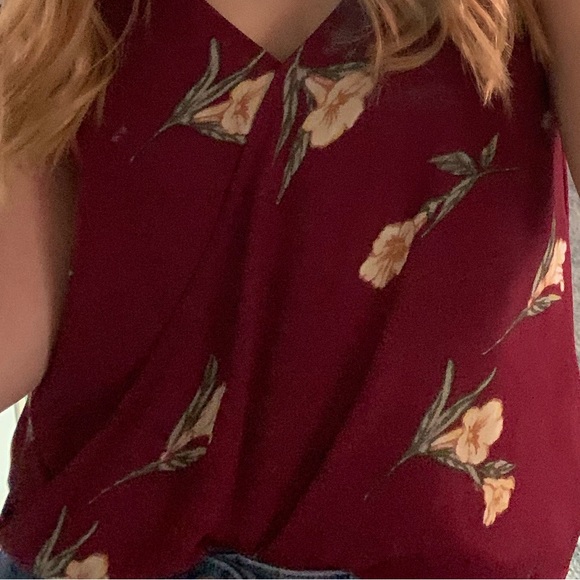 Forever 21 dark red floral spaghetti strap top - Picture 9 of 13